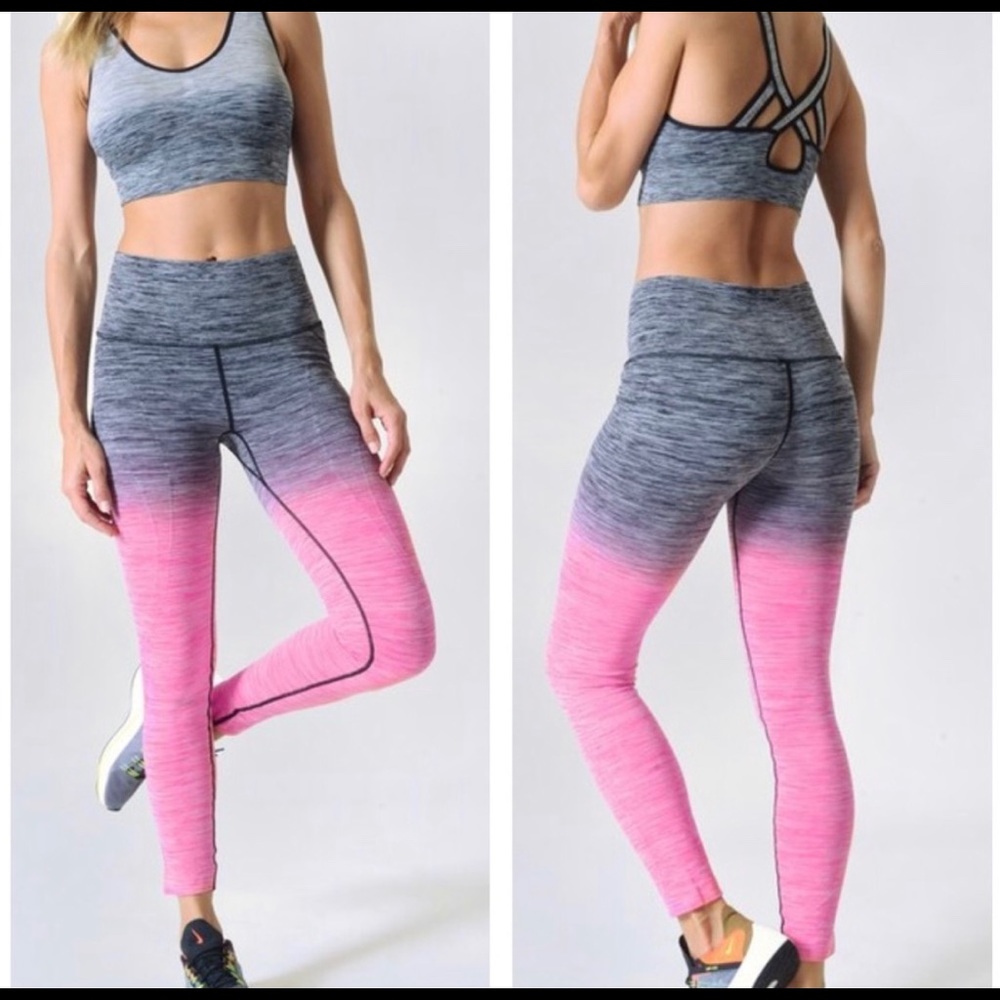 Yelete Two Tone Dip Dye Ombre High Waist Legging